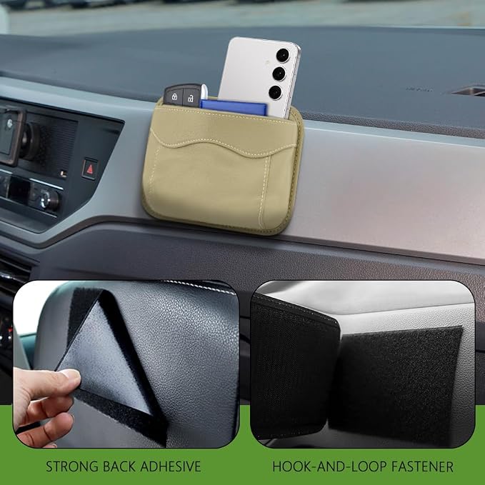 Car Seat Side Pocket Organizer, PU Leather Car Seat Gap Filler Bag, Car Seat Pocket Storage Bag for Phone, Keys, Sunglass, Wallet, Car Organizer Accessories for Seat, Door, Window (Beige) - Image 5
