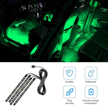 Car LED Strip Light, 12V 48 LED Vehicle Under Dash Neon Ambient Night Decor Lamp with USB Port, Automotive Interior Lighting Accessories, Universal for SUV Truck Sedan (Green) - Image 5