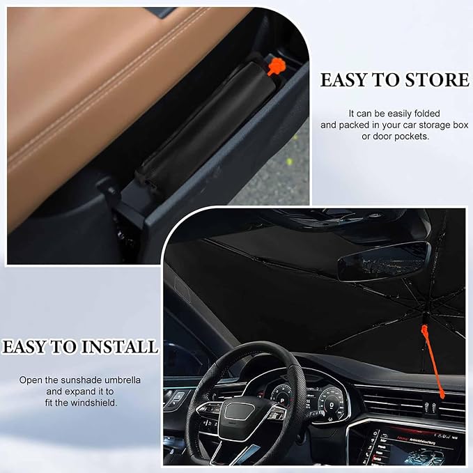 Dog Driving Car Windshield Sun Shade Umbrella, Car Windshield Sunshades Cover with 360¡ã Rotation Bendable Handle, Foldable Sun Shade for Most Vehicles - Image 7