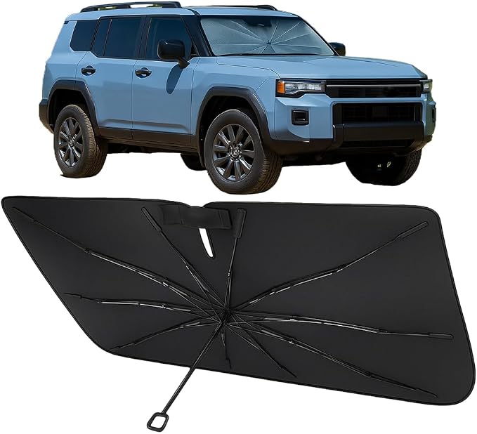 Proadsy Custom Fit 2024-2026 Land Cruiser Windshield Sun Shade Umbrella | Advanced Ice Crystal Material, -54°F Cooler, Zero-Gap Sunblock, Instant Setup & Foldable Design for Summer Parking, Daily Use by Proadsy