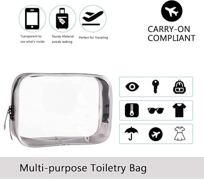 Buminee Clear Travel Bags for Toiletries, Lightweight Toiletry Bag, Multipurpose Transparent TSA Cosmetic Bag-6 Pack - Image 4