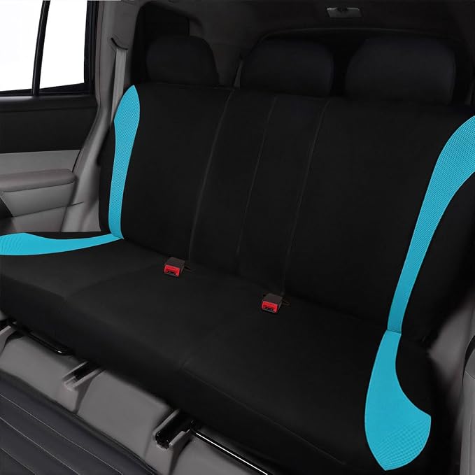 Flying Banner Car Seat Covers Front Seats and Rear Bench Mesh Fabric Rear Bench Split Polyester Cover Easy Installation SUV CAR Woman Lady Femal (Full Set, Black Mint Blue)… - Image 9