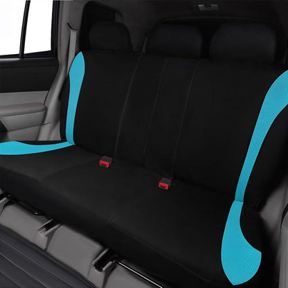 Flying Banner Car Seat Covers Front Seats and Rear Bench Mesh Fabric Rear Bench Split Polyester Cover Easy Installation SUV CAR Woman Lady Femal (Full Set, Black Mint Blue)… - Image 9