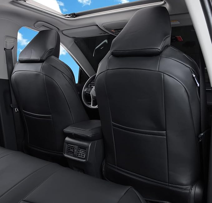 Custom Fit for RAV4 and VENZA Seat Covers Fit for Toyota RAV4 2019 2020 2021 2022 2023 2024 2025 Prime and XSE Hybrid with Waterproof Faux Leather (Black, LU02-Prime-XSE Hybrid) - Image 2
