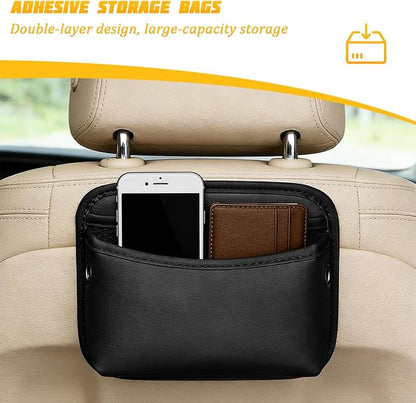 Car Seat Side Pocket Organizer, Leather Automotive Seat Door Pouch Bag Organizer, Vehicle Wallet Cards Phone Sunglasses Storage Holder Pocket Accessories, Universal Fit (Black) - Image 4
