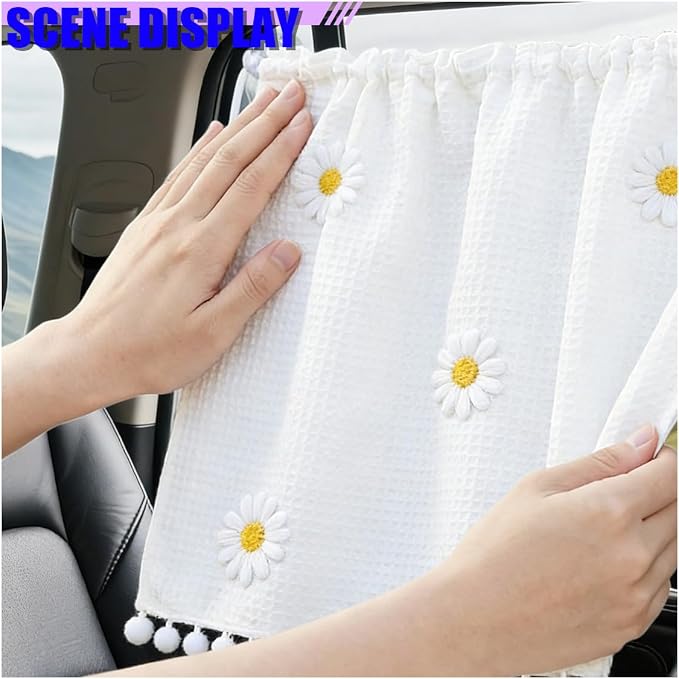 Cute Car Window Shades, 27" x 20" Automotive Side Window Privacy Curtains with Suction Cup, Sun Blackout UV Protection Car Camping Windows Screen Shades for Baby, Pet (Flower) - Image 5