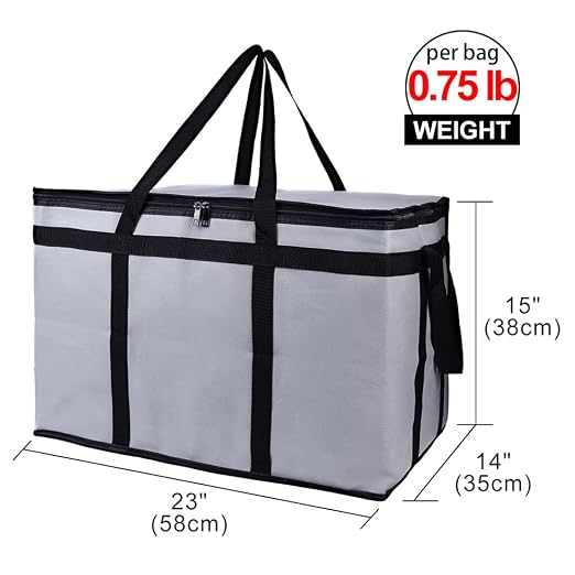Bodaon 2-Pack Insulated Food Delivery Bag for Hot and Cold Meal, XXX-Large Grocery Tote Insulation Bag for Catering, Pizza Warmer, Cooler/Thermal Bags, Grey - Image 2