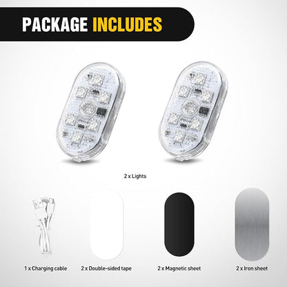 Nilight 2 PCS 7 Colors Wireless Magnetic RGB LED Interior Lights | USB Rechargeable Universal Mini Sticky Footwell Ambient Atmosphere Reading Lamp with Touch Sensor, Portable Night Lighting - Image 8