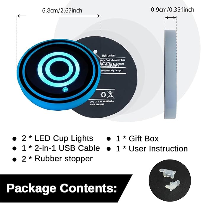 2PCS LED Car Cup Holder Lights, Light up Car Coasters for Cup Holders | 7 Color-Changing Light Up Cup Holder Insert Coasters, Waterproof Car Accessories for Teens, Car Gifts for Men & Women - Image 3