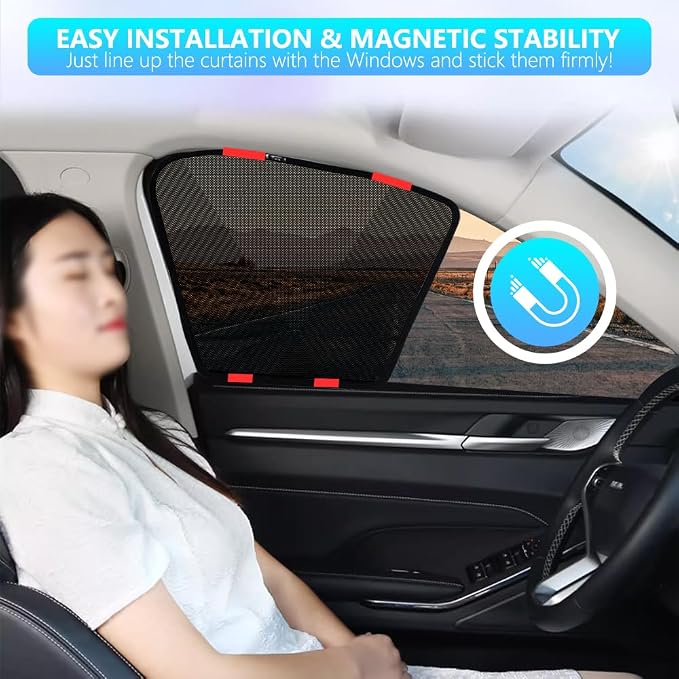 Car Window Sun Shades Fit for Subaru Outback 2020-2025，Magnetic Front Side Window Shade Sunshades Privacy Curtains, Breathable Mesh Sun Shade, Protect Family/Pet from Heat, 2PCS - Image 7