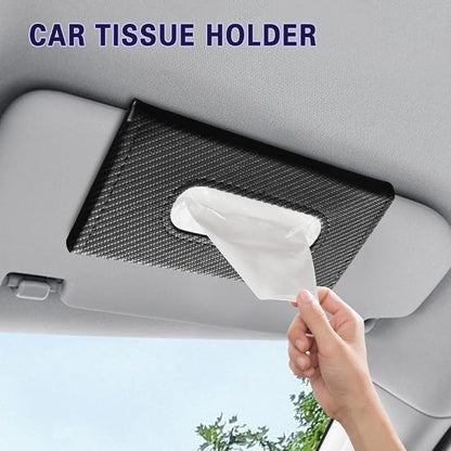 Car Visor Tissue Holder, Tissue Box Holder for Car, Leather Auto Sun Visor Napkin Case Mask Dispenser, Automotive Accessories Rectangular Hanging Auto Napkin Box Fit for Most Vehicles (Black) - Image 3