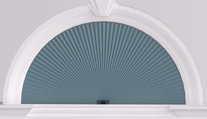 Myshade Arch Window Shades Half Circle Blackout Cellular Shades Cordless No Drill Blinds for Windows Half Moon Honeycomb Fabric No Tools Room Darkening Shades Easy Install (1PCS Blue 36" W X 72" H) by MYSHADE