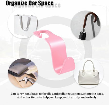 Car Seat Headrest Hook, 4PCS Vehicle Seat Back Hanger Storage Organizer for Handbag Purse Coat, Auto Interior Headrest Hook, Universal for SUV Automobile Truck (Pink) - Image 5