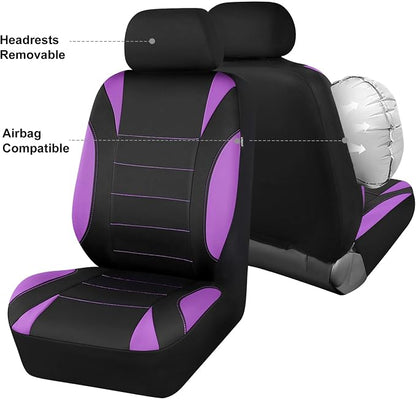 CCAR Pass Neoprene Wetsuit Seat Covers, Waterproof Car Seat Covers Full Sets with 5mm Composite EVA, Universal Fit for Car Sedan, SUV Trucks Anti Slip with Airbag Compatible(Black Purple) - Image 7