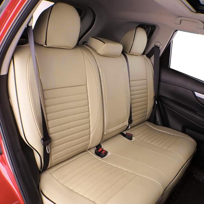 EKR Car Rogue Seat Covers 2017-2019(Sport & Hybrid),Leatherette Full Set | Custom Fit for Nissan Rogue Sport & Hybrid S/SV/SL 2017 2018 2019,Faux Leather(Beige) - Image 2