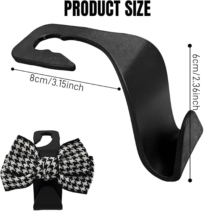 2PCS Car Seat Headrest Hooks, Car Purse Hook, Cute Bow Knot Vehicle Seatback Hanging Storage Organizer, Auto Seatback Decor Organizer Hanger for SUV Truck (Small Houndstooth/Pink) - Image 2