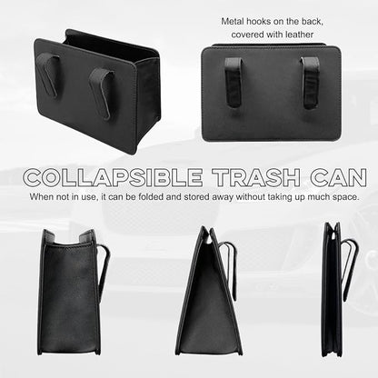 Yourkar Car Trash Can, Foldable Waterproof Leather Car Garbage Organizer Holder, Automotive Mini Dustbin Container with One Roll Trash Bag, Universal Interior Car Accessories (Black) - Image 5