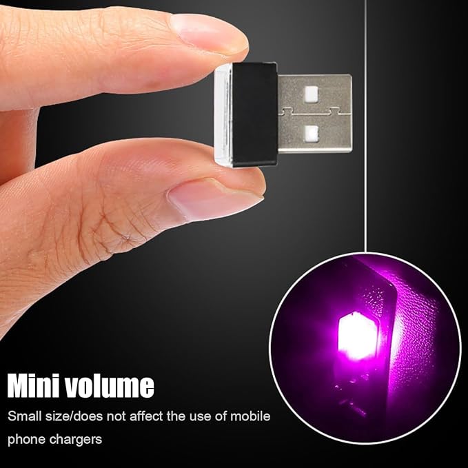 BESULEN Car Interior Atmosphere Lamp, Plug-In USB LED Light, Purple | Car Interior Atmosphere Lamp, USB LED Ambient Lighting Kit, Universal Fit SUV Sedan Truck, Night Light Decoration - Image 3