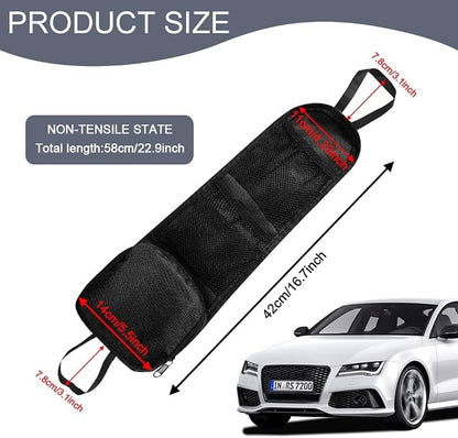 2PCS Car Seat Side Organizer, Multi-Pocket Auto Seat Storage Hanging Bag with Mesh Net Pocket, Can Hold Mobile Phone Wallet Glasses for SUV Truck, Black - Image 2