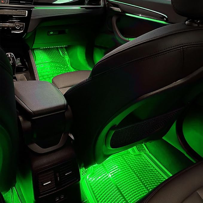 Car LED Strip Light, Interior Car Lights, 12V 24 LED Auto Atmosphere Lamps with Cigarette Lighter, Auto Lamp Ambient Night Light Strip Lighting Kit for Vehicles (USB/Green) - Image 6