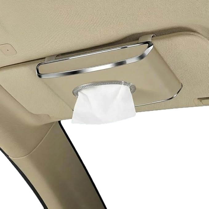 Faux Leather Car Tissue Box for Car Interior, Multi-Function Tissue Holder with Visor Clip, Armrest & Back Seat Napkin Organizer, Vehicle Tissue Dispenser Accessories (Beige Hanging) by Oktree