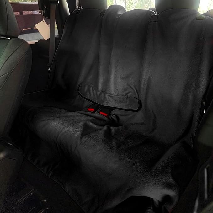Car Towel Seat Cover, Waterproof Non-Slip Back Seat Protector for Post Gym Workout Beach Hiking, Sweatproof Washable Bucket Seat Protective Cover for Car SUV Truck Sedan (Black) - Image 6