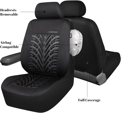 CAR PASS Neoprene Waterproof Seat Covers,Wetsuit Car Seat Covers Front Seats Universal Fit for Vans, Truck, SUV Two Front Only, 3D Tyre Embossed Anti Slip with Armrests, Airbag Compatible(Black) - Image 7