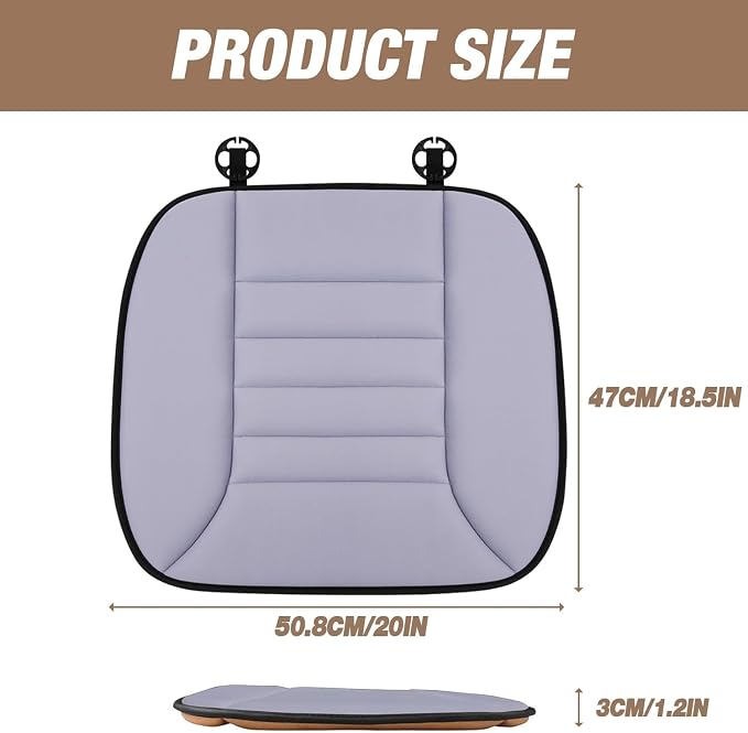 MYFAMIREA Car Seat Cushion Pad 1.2" Thick Comfort Seat Protector for Car Driver Seat Office Chair Home Use Memory Foam Seat Cushion with Non Slip Bottom, 20'' x 18.5'', Gray - Image 7