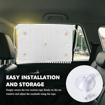 Car Side Window Sun Shade Privacy Curtain for Baby, Car Window Screen, 25"x18" Sun Protection Curtain, Blackout UV Protection Window Shades with Suction Cup for Back Seat (Five Small Flowers) - Image 4