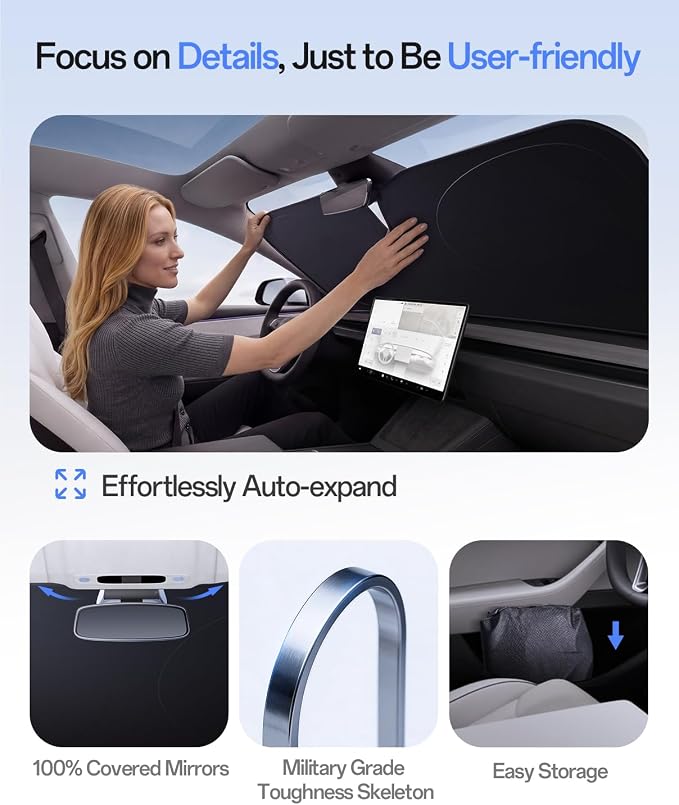 SUV Windshield Sun Shade for Explorer,Pilot,X5,Expedition,Telluride,Atlas,Mach-E & More | Multi-Layer UV Block & Heat Insulation | Keeps Car Cool & Protects Interior, M(64" L x 32" W) - Image 8