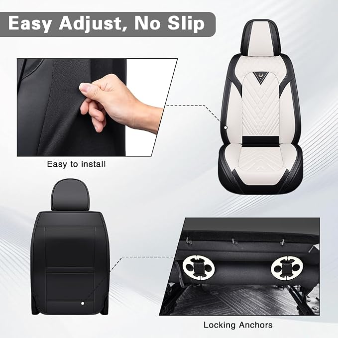 Fit for Toyota Tacoma Seat Covers 2001-2026,Premium Leather, 360° Full Protection, Thick Padding & Memory Foam, Waterproof & Stain-Resistant Car Seat Cover Front Set (2 Seat,Cream White) - Image 7