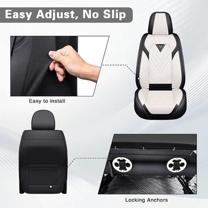 Fit for Toyota Tacoma Seat Covers 2001-2026,Premium Leather, 360° Full Protection, Thick Padding & Memory Foam, Waterproof & Stain-Resistant Car Seat Cover Front Set (2 Seat,Cream White) - Image 7