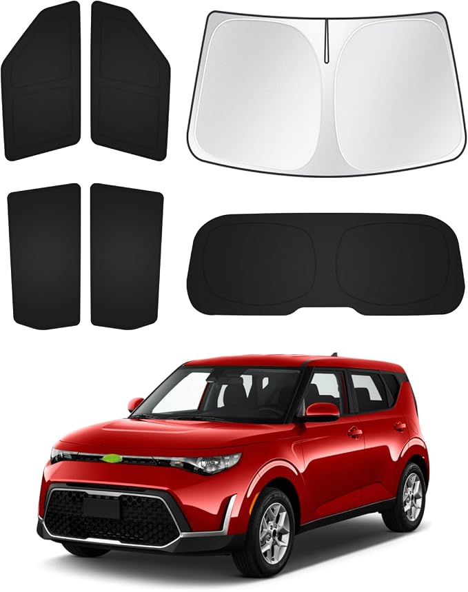Canvcle Window Shades for Kia Soul 2020-2025 2026 Accessories Windshield Sun Shade Side Rear Window Covers Sunshade Sun Visor Shield Privacy Protection Keep Vehicle Cool Black 6PCS by Canvcle