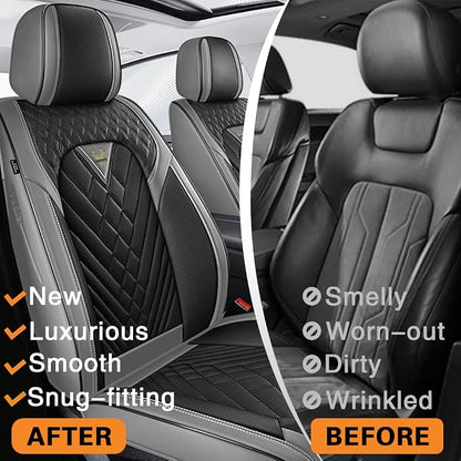 Fit for Toyota Sienna Limited Seat Covers 2014-2026, Nappa Leather, 360° Full Protection, Thick Padding & Memory Foam, Waterproof & Stain-Resistant Car Seat Cover (Standard 2 Seats,Gray&Black) - Image 5
