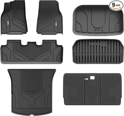 3W Tesla Model Y Floor Mats 2020-2024 2025(Not for Juniper), Cargo Liners & Frunk & Seatback Protector Mats,TPE Custom Fit All Weather, Full Set, Accessories 5-Seater | Cargo Liners & Frunk & Seatback Protector Mats,TPE Custom Fit All Weather, Full Set... by 3W