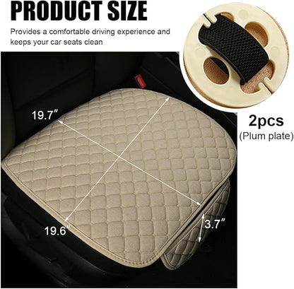 povtii Car Seat Bottom Cover Pad, Breathable Auto Front Seat Protector with Storage Pocket, Comfortable Seat Bottom Cushion Mat for Most Vehicle, Universal Interior Car Accessories (Beige) - Image 2