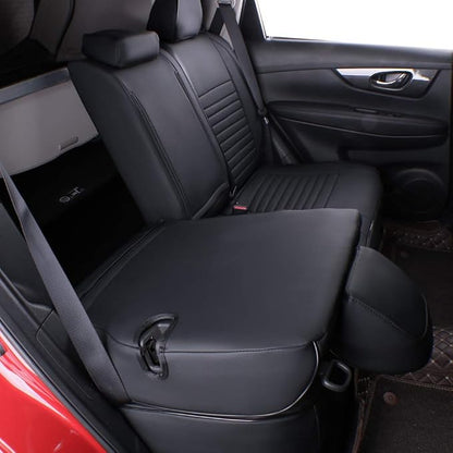 EKR Custom Fit Full Set Car Seat Covers for Select Nissan Rogue Hybrid,Sport 2017 2018 2019 - Leatherette (Black) | Custom Fit for Nissan Rogue Sport & Hybrid S/SV/SL 2017 2018 2019,Faux Leather(Black) - Image 5