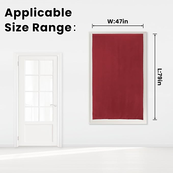 Self Adhesive Curtains, Stick Curtain Blackout Shades Window Cover Curtains for Living Room No Drilling, 47" W X 79" L, Burgundy, 1 Panel - Image 7