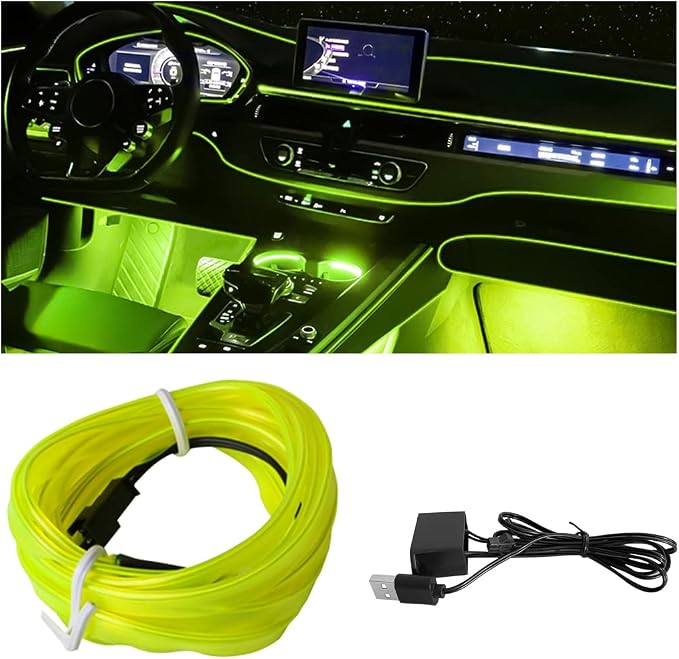 10FT EL Wire Strip Lights, USB Car Neon Trim, Sewing Edge, Ice Green | USB-powered operation, sewing-edge design, fuse protection, interior ambient lighting use, cut-to-length construction - Image 7