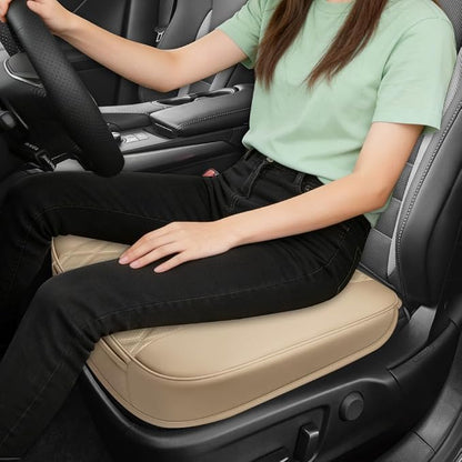 Leather Front Car Seat Covers, Car Bottom Seat Cover, Beige | Anti Slip Leather Auto Front Seat Cushion Cover with Storage Pocket, Waterproof Bottom Auto Seats Cushion Pad Mat for Cars - Image 6