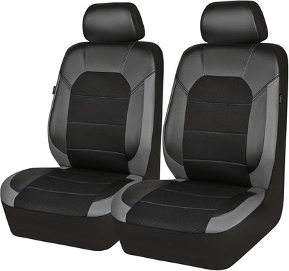 CAR PASS Leather Car Seat Covers Front Seats only, with Air Mesh Front Seat Covers Breathable, Cool Automotive Seat Covers 2 Pack, Universal Fit Most Cars,SUV,Truck,Van Airbag Compatible(Black Gray) - Image 8