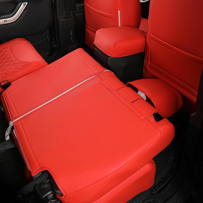 GIANT PANDA Wrangler JK Seat Covers Custom Fit for Jeep Wrangler,Premium Waterproof Faux Leather, 2013 2014 2015 2016 2017 JK 4 Door Full Set (Red) - Image 7