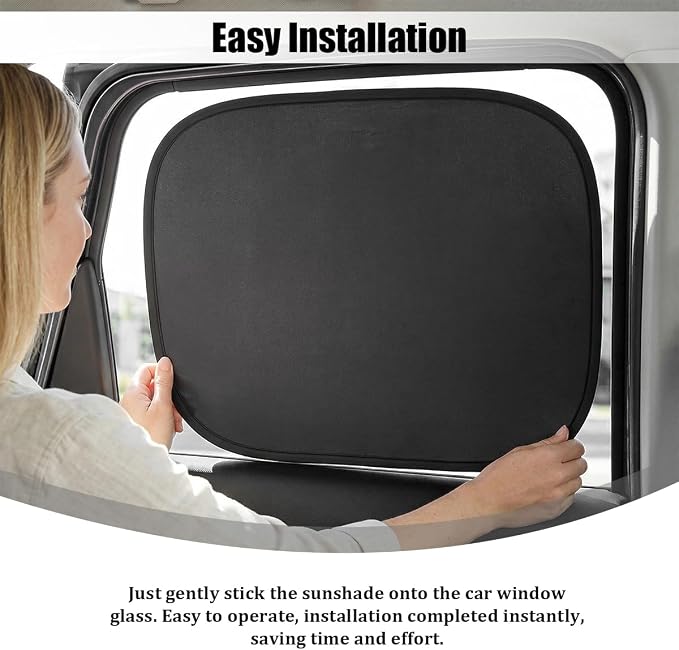4PCS Car Window Shade, Static Suction Front Rear Side Window Sun Shield Block UV Rays & Heat Glare, Foldable Auto Sunshade Cover for Baby Sleeping, Universal for SUV Van Truck - Image 5