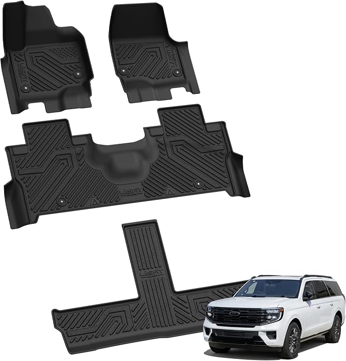 LASFIT Floor Mats for Ford Expedition Max 2025 2026 2027 Fit 8 Seats | Car Liners All Weather TPE Custom Fit for SUV, 1st& 2nd& 3rd, (Only Fit 3rd Row 40/20/40 Split Bench seat) 4pcs - Image 9