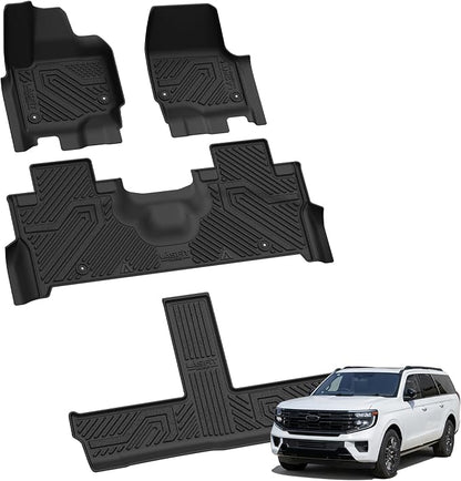 LASFIT Floor Mats for Ford Expedition Max 2025 2026 2027 Fit 8 Seats | Car Liners All Weather TPE Custom Fit for SUV, 1st& 2nd& 3rd, (Only Fit 3rd Row 40/20/40 Split Bench seat) 4pcs - Image 9