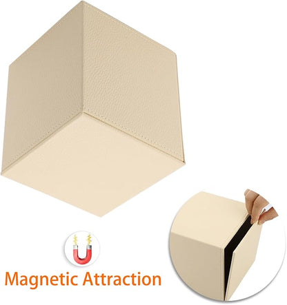 Sumnacon Tissue Box Cover Square,Magnetic Bottom PU Tissue Box Holder,Beige | Stylish Cube Leather Tissue Cover,Lychee Pattern, Decorative Tissue Box Covers for Living Room Bathroom Table Desk Office Car - Image 6