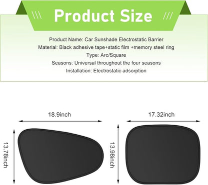 4PCS Car Window Shades, Heat Insulating Sun Blocking Side Window Cover, No Lighting Privacy Curtains, Universal Car Interior Accessories for Baby Camping Napping (Black) - Image 2