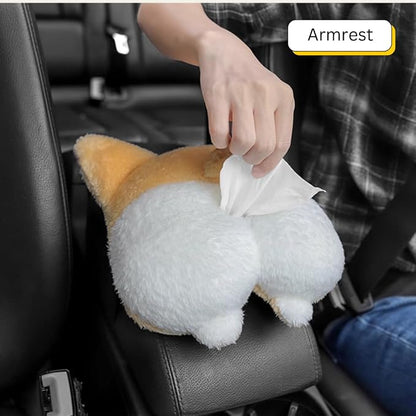 Tissue Box Cover Soft Adorable Corgi Shaped Creative Storage Bag Hanging Pouch Tissue Box Wrapper for Car Home Tissue Holder Car Accessory - Image 4