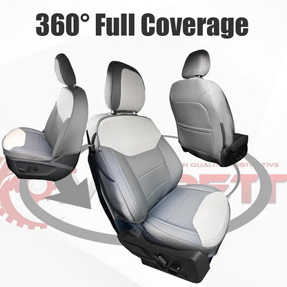 Mabett Seat Covers for 2022-2026 Maverick Accessories (Gray & White) | Full Set Seat Protectors, PU Leather, Waterproof, Breathable Fabric, Airbag Compatible, Safety Belt Cutouts - Image 8