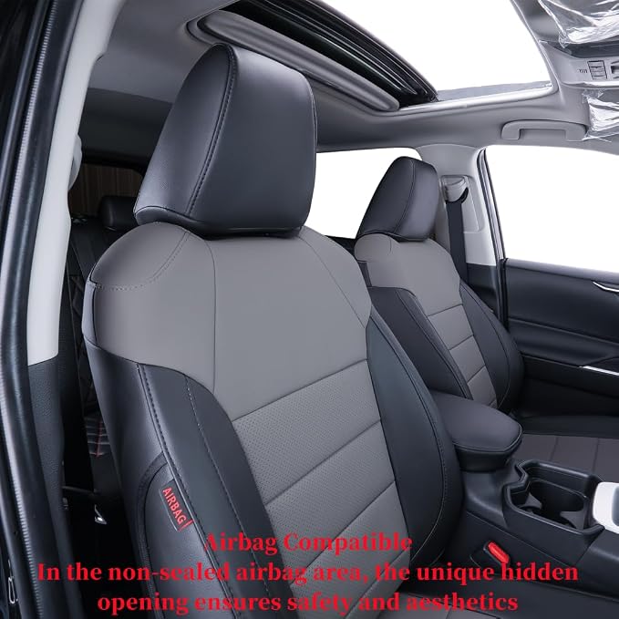 coverdream Custom Seat Covers Compatible with Select Toyota Corolla L,LE 2020 2021 2022 Models - Leatherette (Black/Gray,Full Set) - Image 5